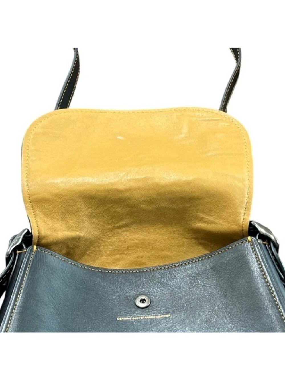 Coach 1941 Black Glove Tan Leather Saddle Shoulder Bag 20115 Yellow-Stitching - Picture 4 of 9